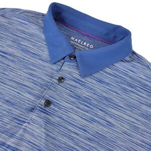 Maelreg Polo Shirt Mens XL Blue Long Sleeve Pique Performance Golf Stretch Poly